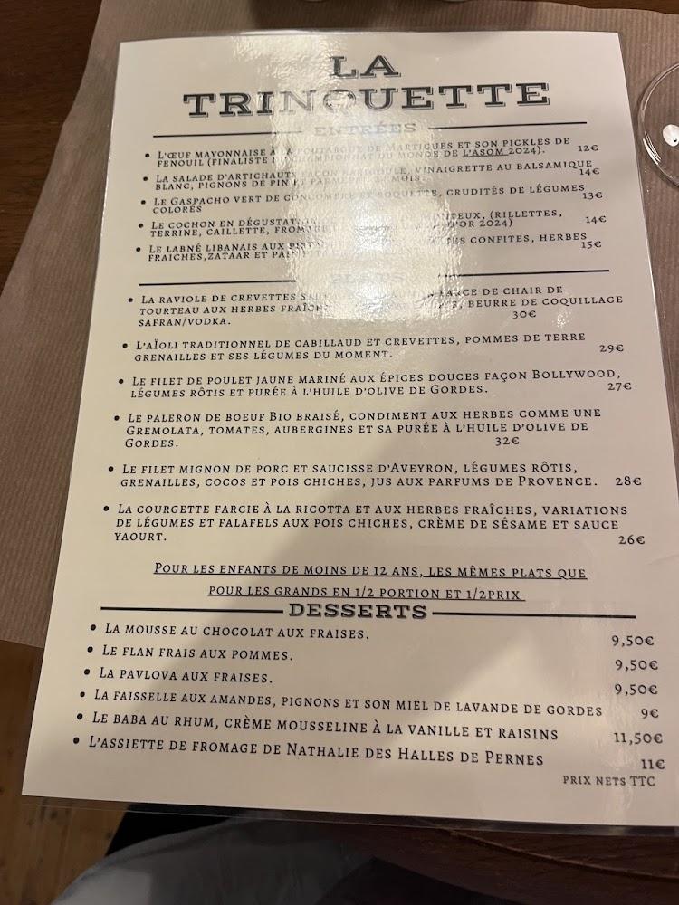 La Trinquette - Menu Image 1
